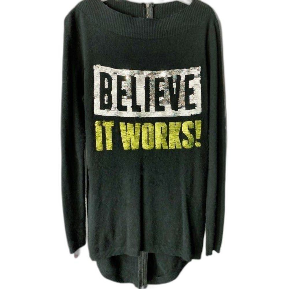 It Works Sequin Zip Up Cardigan Sweater